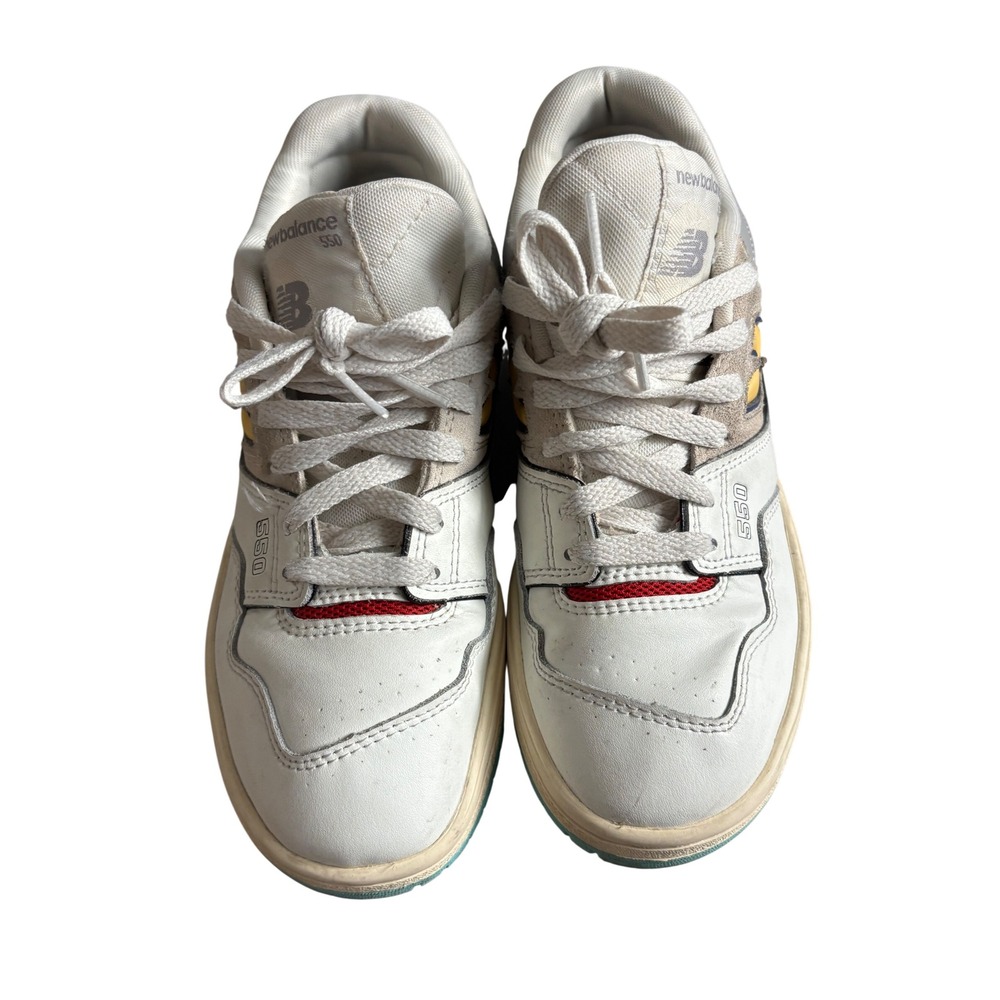 New Balance 550 White Leather Grey Suede Yellow Teal GSB550SC Boys Size 5Y - Picture 3 of 7